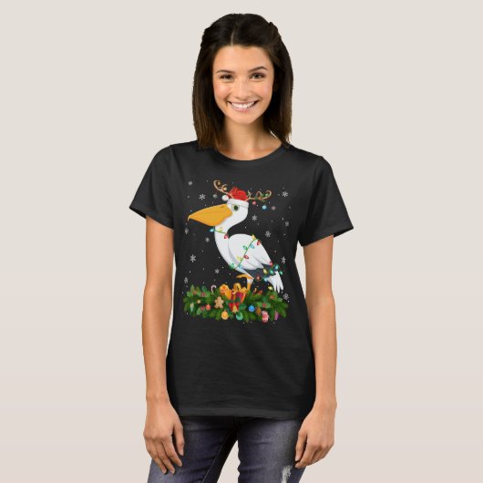 Xmas Holiday Reindeer Pet Santa Pelican Bird Chris T-shirt (Voorkant volledig)