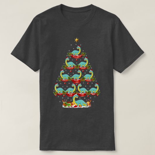 Xmas Holiday Santa Brontosaurus Dinosaur Kerstmis T-shirt (Design voorkant)