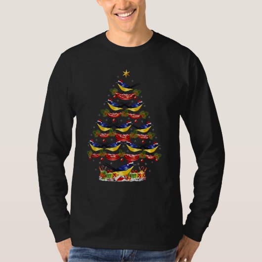 Xmas Holiday Santa Eastern Bluebird Christmas Tree T-shirt (Voorkant)