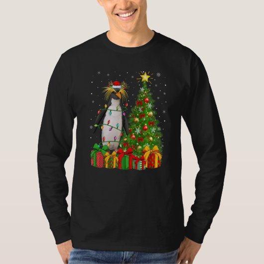 Xmas Holiday Santa Emperor Penguin Christmas Tree  T-shirt (Voorkant)