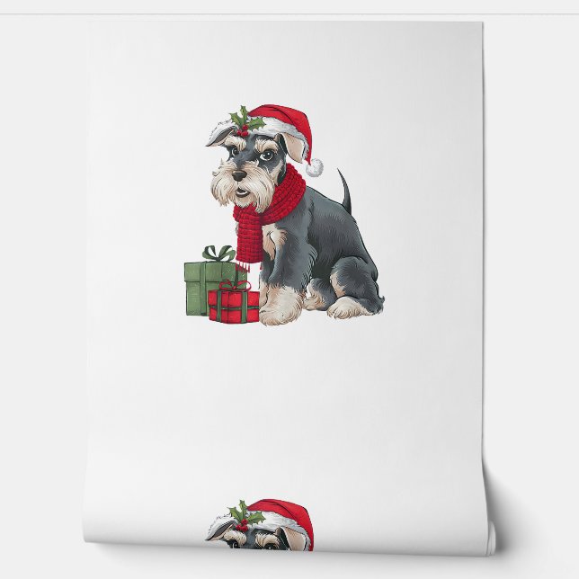 Xmas Holiday Santa Giant Schnauzer Dog Kerstmis Behang (Afrollen)