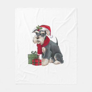 Xmas Holiday Santa Giant Schnauzer Dog Kerstmis Fleece Deken