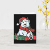 Xmas Holiday Santa Hat Lar Bear Christmas  Kaart (Gele Bloem)
