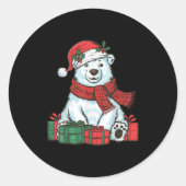 Xmas Holiday Santa Hat Lar Bear Christmas  Ronde Sticker (Voorkant)