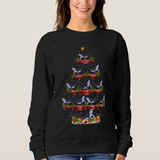 Xmas Holiday Santa Humpback Whale Christmas Tree Trui (Voorkant)
