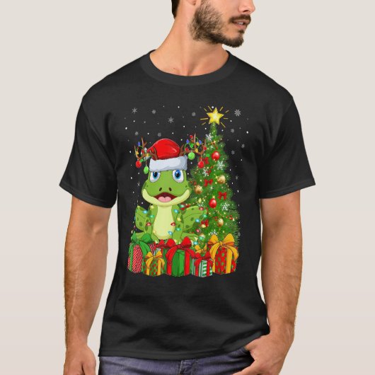 Xmas Holiday Santa Poison Dart Frog Christmas Tree T-shirt (Voorkant)