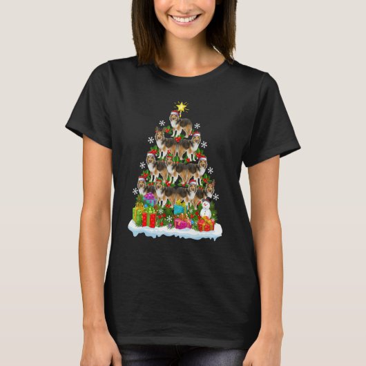 Xmas Holiday Santa Shetland Sheepdog Christmas Tr T-shirt (Voorkant)
