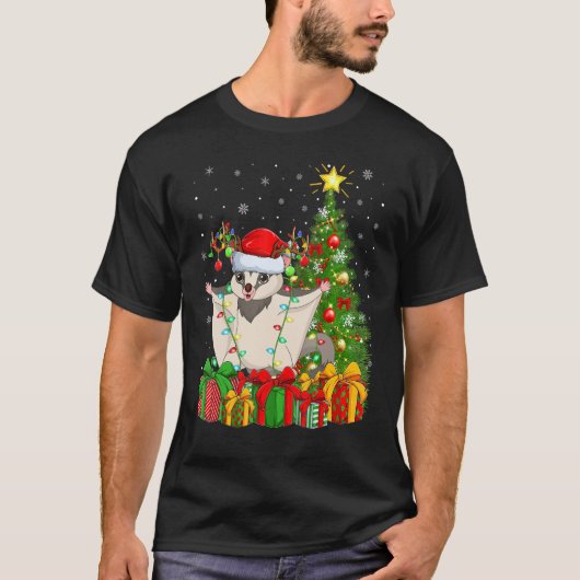 Xmas Holiday Santa Sugar Glider Christmas Tree T-shirt (Voorkant)