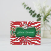 Xmas Holiday Snowflake Zebra Leopard Heart Kaart (Staand voorkant)