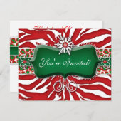 Xmas Holiday Snowflake Zebra Leopard Heart Kaart (Voorkant / Achterkant)