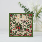 Xmas Holly and Candles Fantasy wenskaart (Staand voorkant)