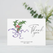 Xmas holly tak vrijgezellenfeest dank u kaart (Staand voorkant)