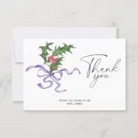 Xmas holly tak vrijgezellenfeest dank u kaart