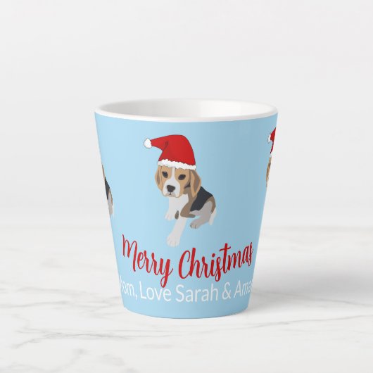 XMAS HONDENLIEFHEBBERS CHRISTMAS SANTA HAT BEAGLE  LATTE MOK (Voorkant)