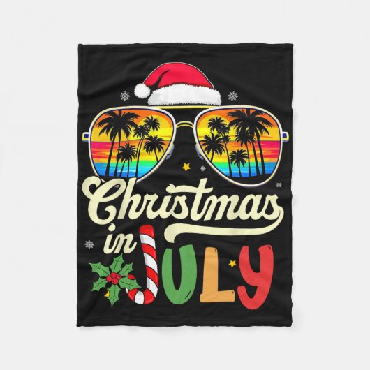 Xmas In July Sungles Beach Tropical Summer Vibes S Fleece Deken (Voorkant)