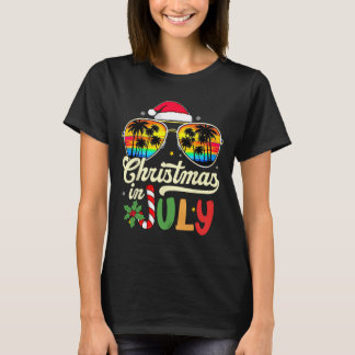Xmas In July Sungles Beach Tropical Summer Vibes S T-shirt