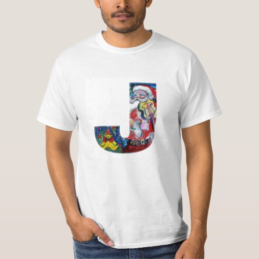 XMAS J LETTER/SANTA CLAUS MET VIOLIN MONOGRAM T-SHIRT (Voorkant)