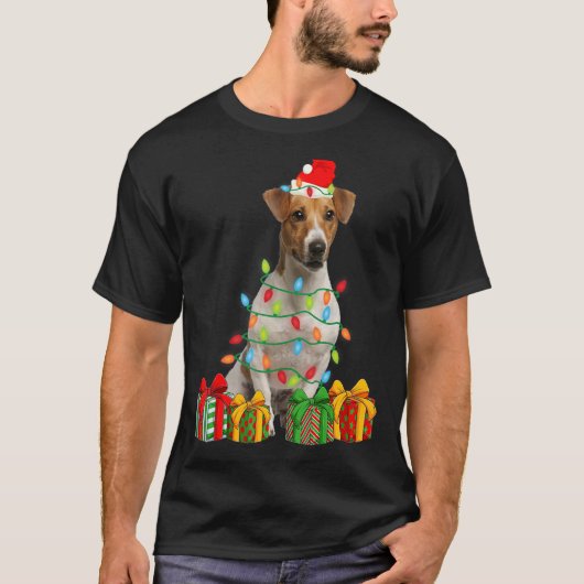 Xmas Jack Russell Terrier Dog kerstlampje T-shirt (Voorkant)