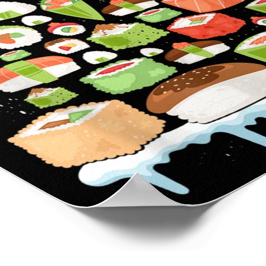 Xmas Japanese Sushi Christmas Tree Holiday Pajama  Poster (Hoek)