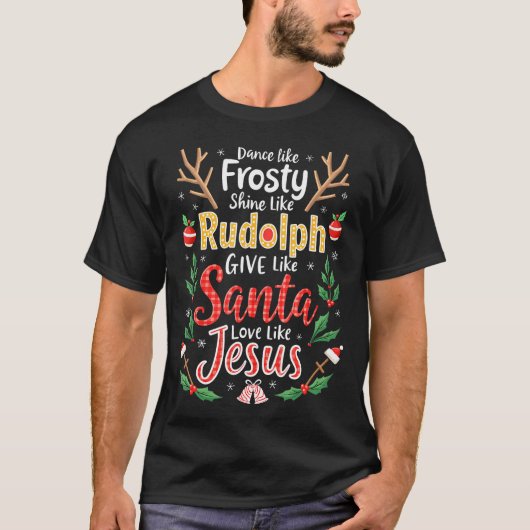 Xmas Jesus Christelijke dans als ijzige glans als T-shirt (Voorkant)