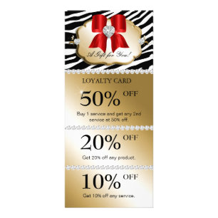 Xmas Jewels Spa Marketing Kaarten Zebra Gold Red Reclamekaart