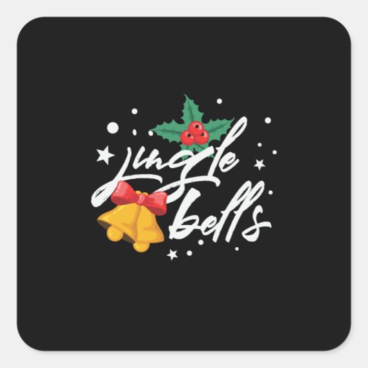 Xmas Jingle Bells Vierkante Sticker (Voorkant)