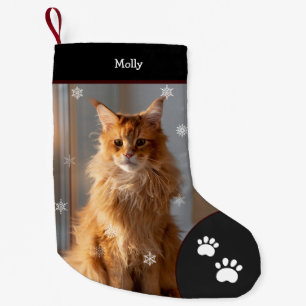 Xmas Kat Foto Vakantie Zwart Gepersonaliseerd Groo Kleine Kerstsok