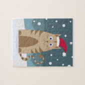 Xmas kat met een kersthoed legpuzzel (Horizontaal)