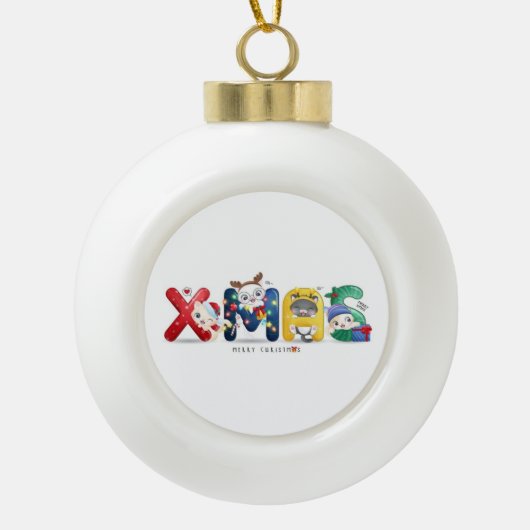 Xmas Kittens Keramische Bal Ornament (Voorkant)