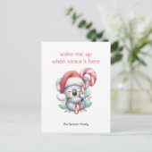 Xmas koala doet een dutje feestdagenkaart (Staand voorkant)