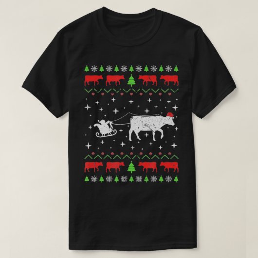 Xmas Koe Farmer Oogly KerstSweater T-shirt (Design voorkant)