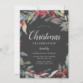 Xmas Krans Corporate Grijs Kerstfeest Kaart (Voorkant)