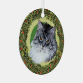 XMas Krans Maine Coon Cat Metalen Ornament (Voorkant Rechts)