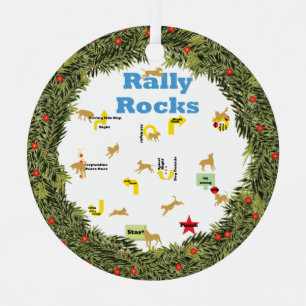 XMas Krans Rally Rocks Honden Metalen Ornament
