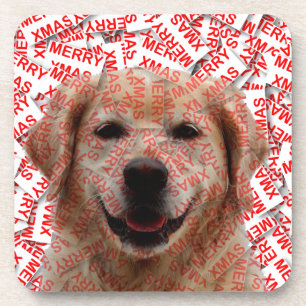Xmas Lachende Gouden Retriever Hond Bier Onderzetter