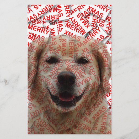 Xmas Lachende Gouden Retriever Hond Briefpapier (Voorkant)