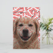 Xmas Lachende Gouden Retriever Hond Briefpapier (Staand voorkant)