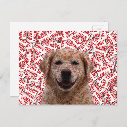 Xmas Lachende Gouden Retriever Hond Feestdagenkaart (Voorkant / Achterkant)