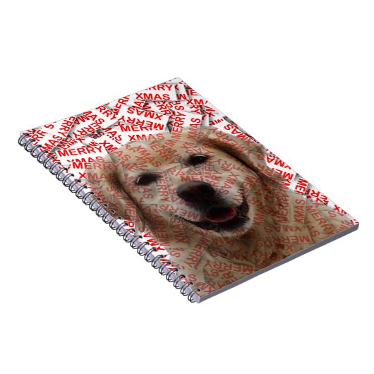 Xmas Lachende Gouden Retriever Hond Notitieboek (Rechterzijde)