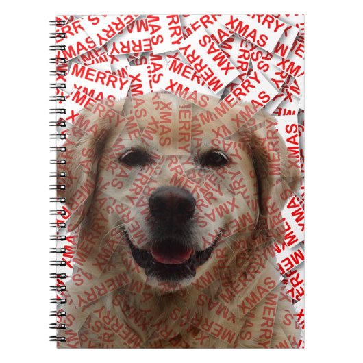 Xmas Lachende Gouden Retriever Hond Notitieboek (Voorkant)