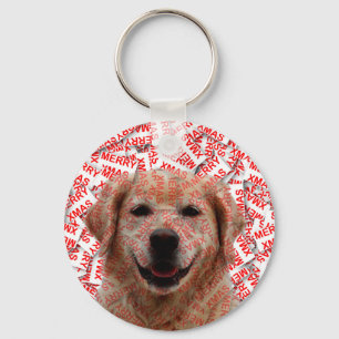 Xmas Lachende Gouden Retriever Hond Sleutelhanger