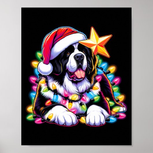 Xmas Landseer Newfoundland Dog Tangled Christmas L Poster (Voorkant)