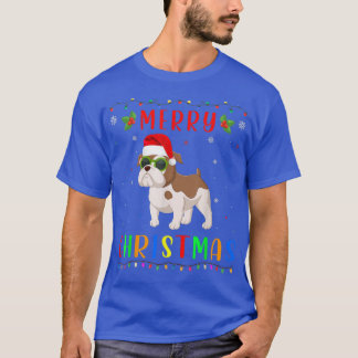 Xmas Light English Bulldog Design Matching Christm T-shirt