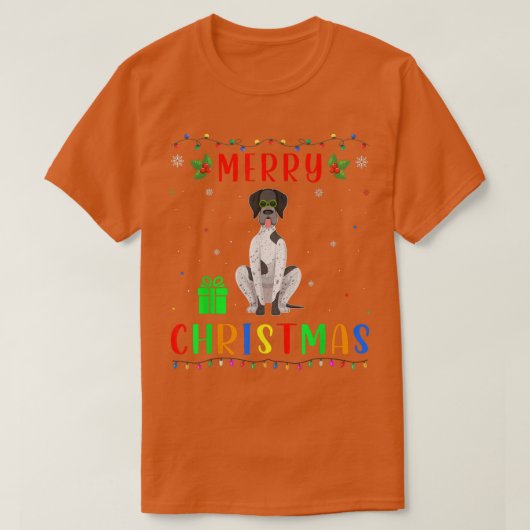 Xmas Light German Shorthaired Pointer Dog Christma T-shirt (Design voorkant)