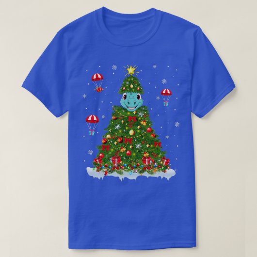 Xmas Light Matting Family Funny Brontosaurus Chri T-shirt (Design voorkant)