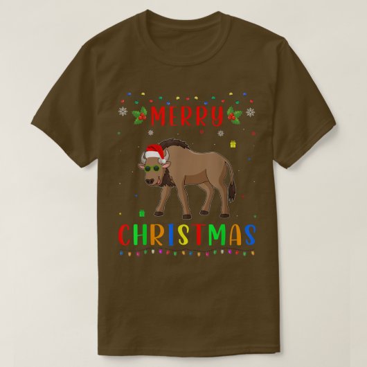 Xmas Light Wildebeest Design Matching Christmas Pa T-shirt (Design voorkant)