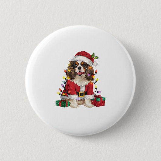Xmas Lighting Cavalier King Charles Spaniel Dog Ch Ronde Button 5,7 Cm (Voorkant)
