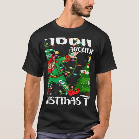 Xmas Lighting Elf Dabbing Around The Christmas Tre T-shirt (Voorkant)