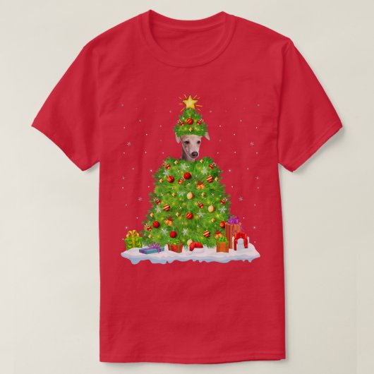 Xmas Lighting Funny Italiaanse Greyhound Dog Chris T-shirt (Design voorkant)