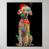 Xmas Lighting Holiday Santa Weimaraner Dog Christm Poster (Voorkant)